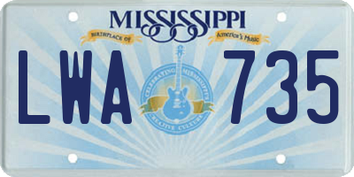 MS license plate LWA735