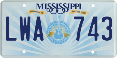 MS license plate LWA743