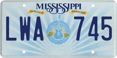 MS license plate LWA745