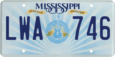 MS license plate LWA746