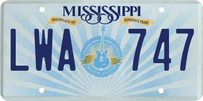 MS license plate LWA747