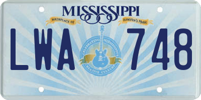 MS license plate LWA748