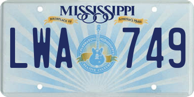 MS license plate LWA749