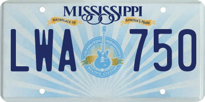 MS license plate LWA750