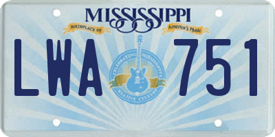 MS license plate LWA751