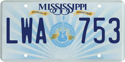 MS license plate LWA753