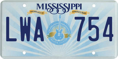 MS license plate LWA754