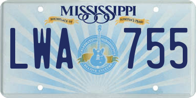 MS license plate LWA755