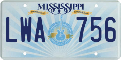 MS license plate LWA756