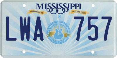 MS license plate LWA757