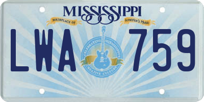 MS license plate LWA759