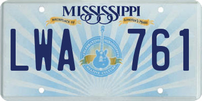 MS license plate LWA761