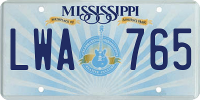 MS license plate LWA765