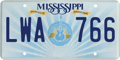 MS license plate LWA766
