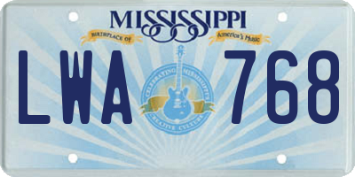 MS license plate LWA768