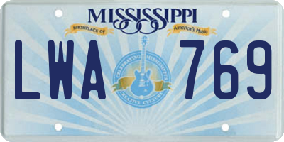 MS license plate LWA769