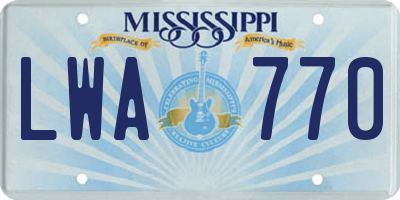 MS license plate LWA770