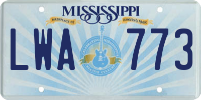 MS license plate LWA773