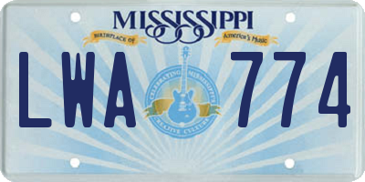 MS license plate LWA774