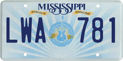 MS license plate LWA781