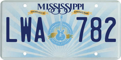 MS license plate LWA782