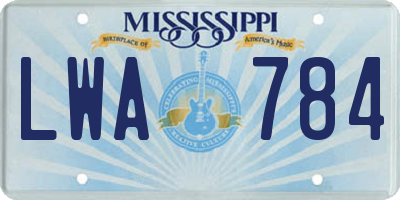 MS license plate LWA784