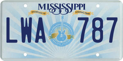 MS license plate LWA787