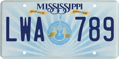 MS license plate LWA789