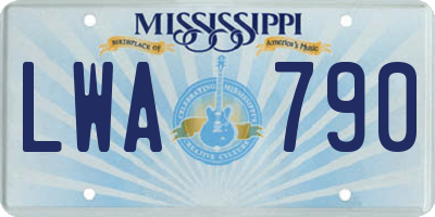 MS license plate LWA790