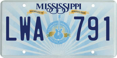 MS license plate LWA791