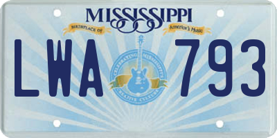 MS license plate LWA793