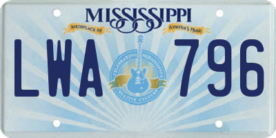 MS license plate LWA796