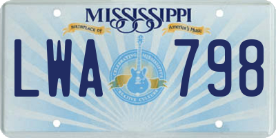 MS license plate LWA798