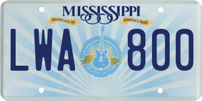 MS license plate LWA800