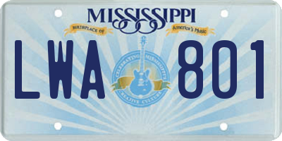 MS license plate LWA801