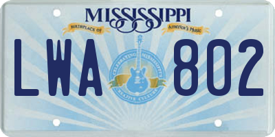 MS license plate LWA802