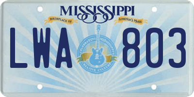 MS license plate LWA803
