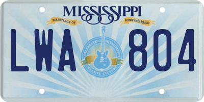 MS license plate LWA804
