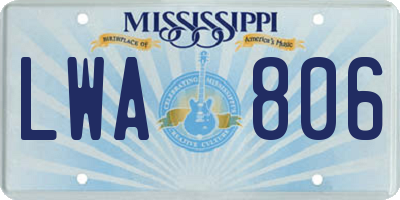 MS license plate LWA806