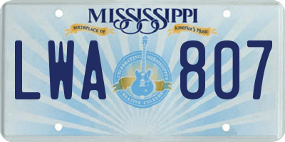 MS license plate LWA807