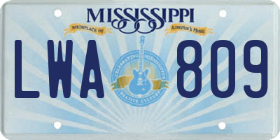 MS license plate LWA809