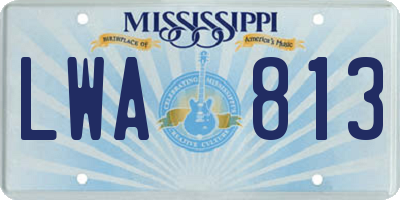 MS license plate LWA813