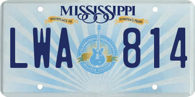 MS license plate LWA814