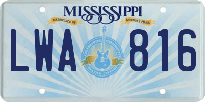 MS license plate LWA816