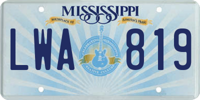 MS license plate LWA819