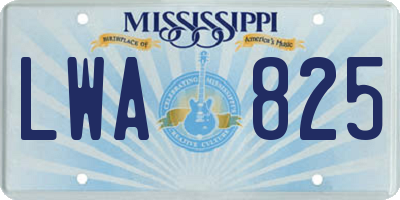 MS license plate LWA825