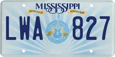 MS license plate LWA827