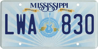 MS license plate LWA830