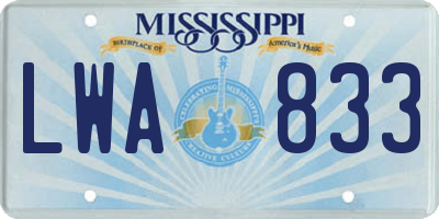 MS license plate LWA833