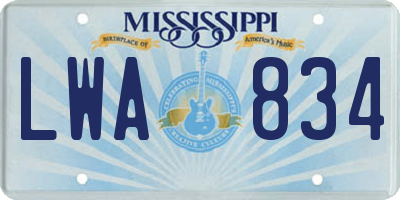 MS license plate LWA834